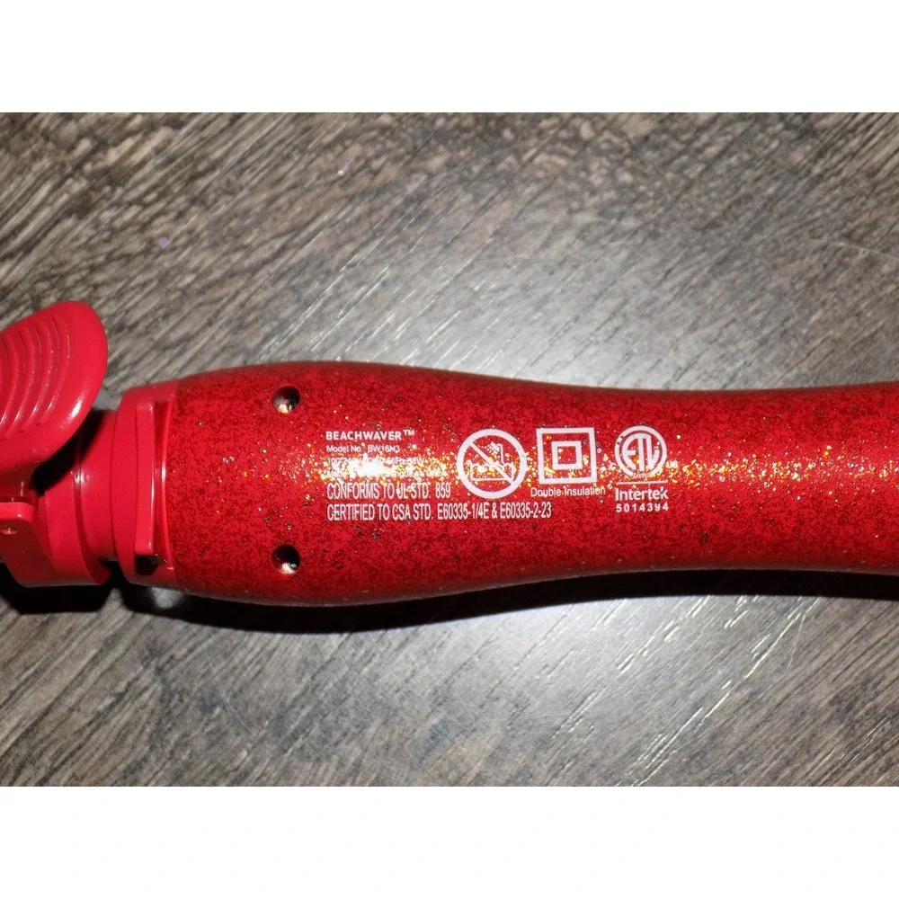 Beachwaver B1 Rotating Curling Iron Women Red Glitter Excellent 1in Barrel